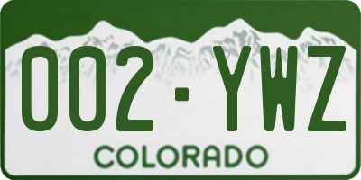 CO license plate 002YWZ