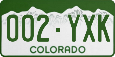 CO license plate 002YXK