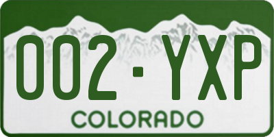 CO license plate 002YXP