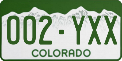 CO license plate 002YXX