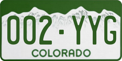 CO license plate 002YYG