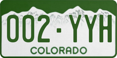 CO license plate 002YYH