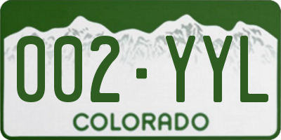CO license plate 002YYL