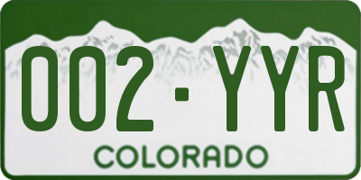 CO license plate 002YYR