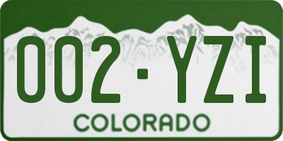 CO license plate 002YZI