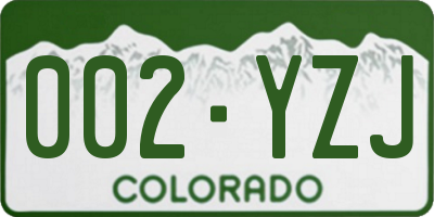CO license plate 002YZJ