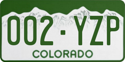 CO license plate 002YZP