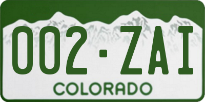 CO license plate 002ZAI