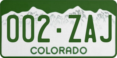 CO license plate 002ZAJ