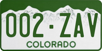 CO license plate 002ZAV