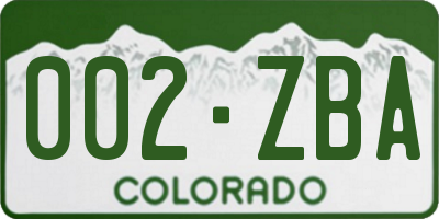 CO license plate 002ZBA