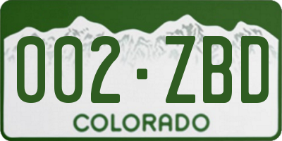 CO license plate 002ZBD