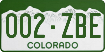 CO license plate 002ZBE