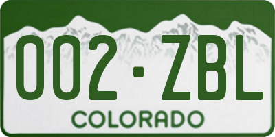 CO license plate 002ZBL