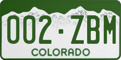 CO license plate 002ZBM