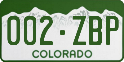 CO license plate 002ZBP