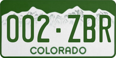 CO license plate 002ZBR