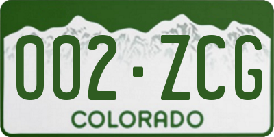 CO license plate 002ZCG