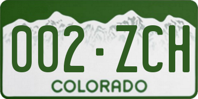 CO license plate 002ZCH