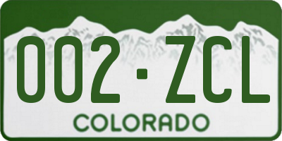 CO license plate 002ZCL