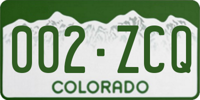CO license plate 002ZCQ