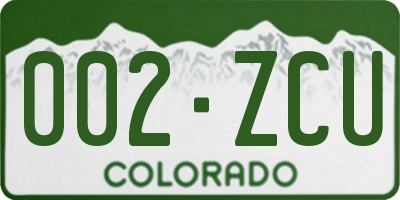 CO license plate 002ZCU