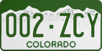 CO license plate 002ZCY