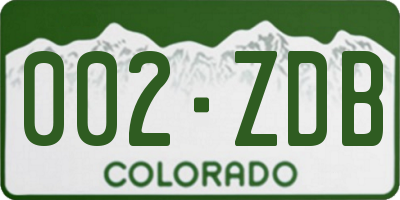 CO license plate 002ZDB