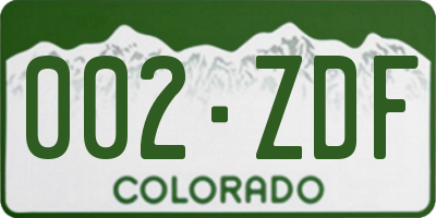 CO license plate 002ZDF