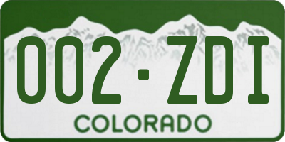 CO license plate 002ZDI