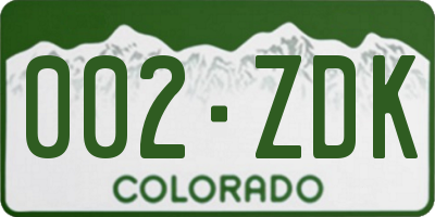 CO license plate 002ZDK