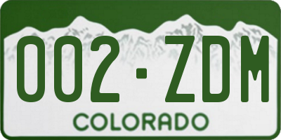 CO license plate 002ZDM