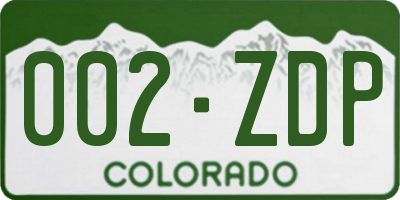 CO license plate 002ZDP