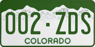 CO license plate 002ZDS