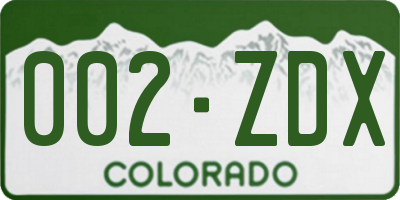 CO license plate 002ZDX