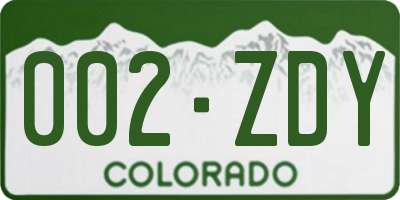 CO license plate 002ZDY