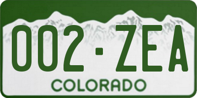 CO license plate 002ZEA