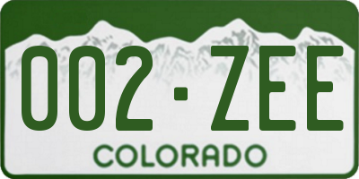 CO license plate 002ZEE