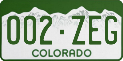 CO license plate 002ZEG