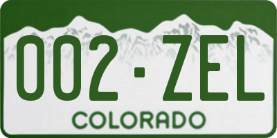 CO license plate 002ZEL