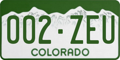 CO license plate 002ZEU