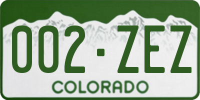 CO license plate 002ZEZ