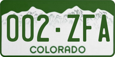 CO license plate 002ZFA