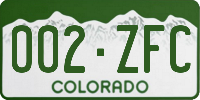 CO license plate 002ZFC