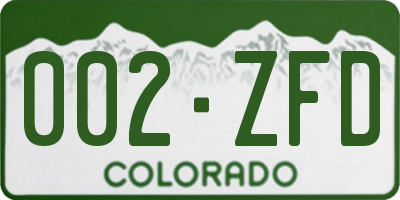 CO license plate 002ZFD