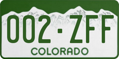 CO license plate 002ZFF