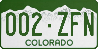 CO license plate 002ZFN