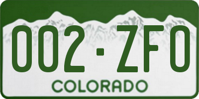 CO license plate 002ZFO