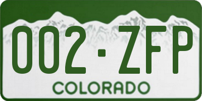 CO license plate 002ZFP