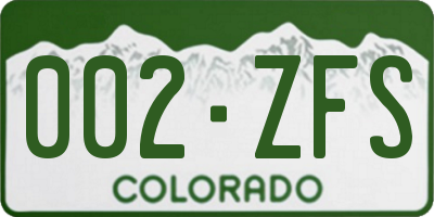 CO license plate 002ZFS